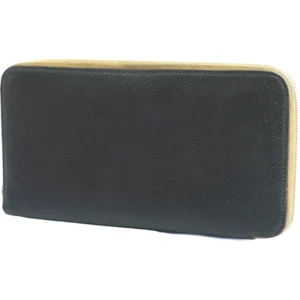 エルメス アザップロング シルクイン 財布 ヴォーエプソン ブラック×シルバー金具 M刻印