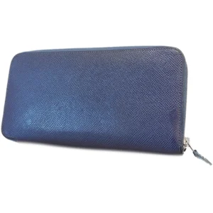 エルメス アザップ シルクイン ロング 財布 レザー ネイビー R刻印