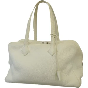 エルメス ヴィクトリア35 トートバッグ レザー アイボリー L刻印