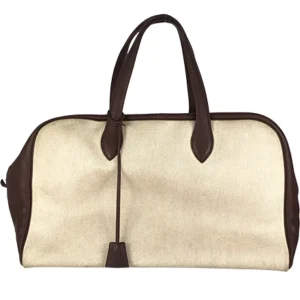 エルメス ヴィクトリア43 ボストンバッグ コーティングキャンバス×レザー ベージュ×ブラウン