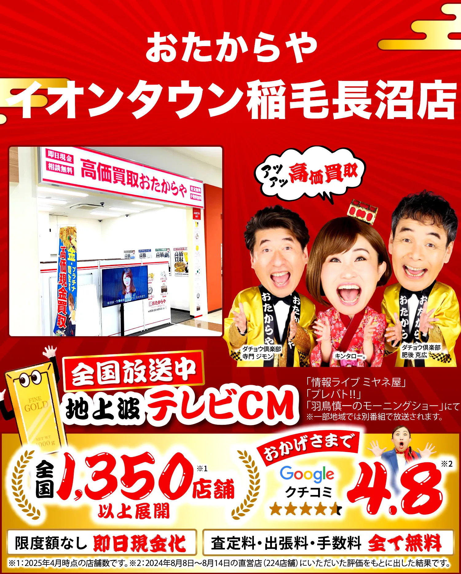 高価買取！googleクチコミ4.8、全国1,200店舗以上！