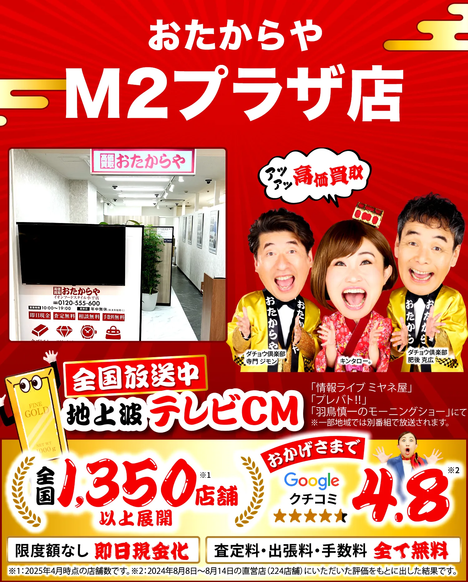 高価買取！googleクチコミ4.8、全国1,200店舗以上！