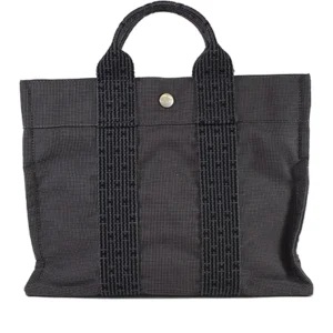 エルメス エールライン PM ハンドバッグ トート キャンバス グレー