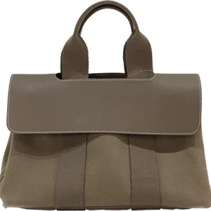 エルメス ヴァルパライソ PM ハンドバッグ キャンバス×レザー ベージュ