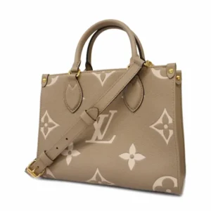 ルイ・ヴィトン モノグラム・アンプラント オンザゴー PM ハンドバッグ レザー ベージュ M45779