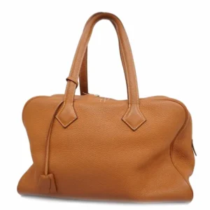 エルメス ヴィクトリア 35 トートバッグ レザー ブラウン G刻印