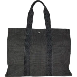 エルメス エールライン GM トートバッグ キャンバス ブラック×シルバー金具