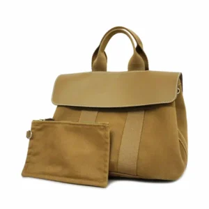 エルメス ヴァルパライソPM ハンドバッグ キャンバス×レザー ベージュ