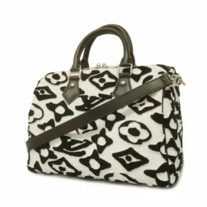 ルイ・ヴィトン モノグラムタフテッド スピーディバンドリエール25 ハンドバッグ レザー×タフテッド ブラック×ホワイト M45563