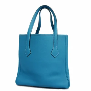 エルメス ヴィクトリア カバス 32 トートバッグ レザー ブルー K刻印