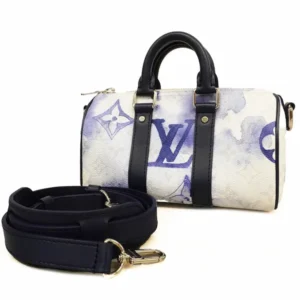 ルイ・ヴィトン モノグラムウォーターカラー キーポルXS ハンドバッグ PVC ホワイト×ブルー M45761