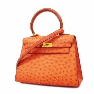 エルメス ミニケリー オーストリッチ ゴールド金具 Ⓦ刻印