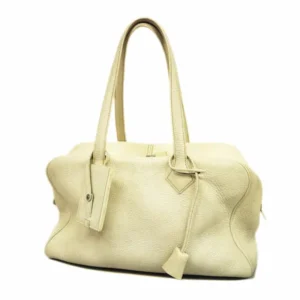 エルメス ヴィクトリア 35 ハンドバッグ レザー ホワイト K刻印