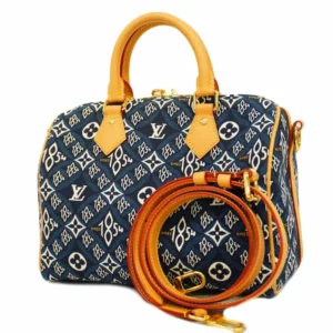 ルイ・ヴィトン モノグラムジャガードSince1854 スピーディバンドリエール25 ハンドバッグ キャンバス ブルー M57400