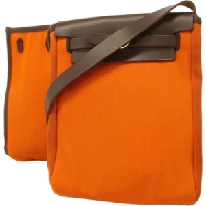 エルメス エールバッグ TPM ショルダーバッグ キャンバス×レザー オレンジ×ブラウン×ゴールド金具 H刻印