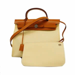 エルメス エールバッグ・ジップ PM ハンドバッグ キャンバス ツートンカラー C刻印