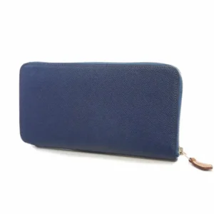 エルメス アザップ シルクイン ロング 財布 レザー ネイビー×ブルー C刻印