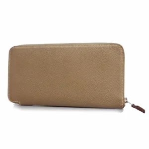 エルメス アザップ ロング シルクイン 財布 レザー×シルク グレージュ×マルチカラー C刻印