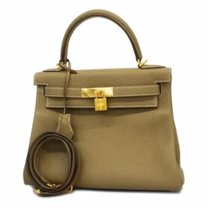 エルメス ケリー28 ハンドバッグ レザー ベージュ×ゴールド金具 Y刻印
