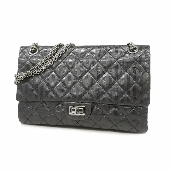 シャネル 2.55 ショルダーバッグ レザー ブラック×シルバー金具 チェーンストラップ Wフラップの参考買取価格- ブランド買取専門店のおたからや