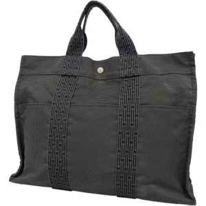 エルメス エールライン MM トートバッグ キャンバス ブラック×シルバー