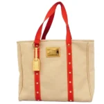 ルイ・ヴィトン アンティグア カバGM トートバッグ キャンバス ベージュ×レッド M40032