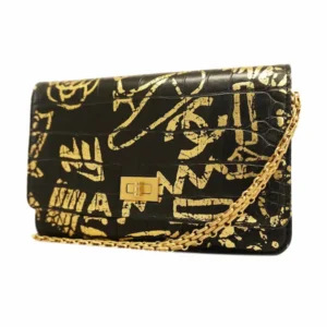 シャネル 2.55 チェーンウォレット レザー ブラック×ゴールド金具 チェーンストラップ