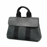 エルメス ヴァルパライソPM ハンドバッグ キャンバス×レザー ブラック