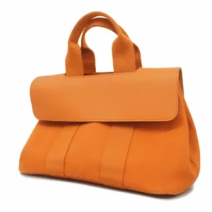 エルメス ヴァルパライソ PM ハンドバッグ キャンバス×レザー オレンジ