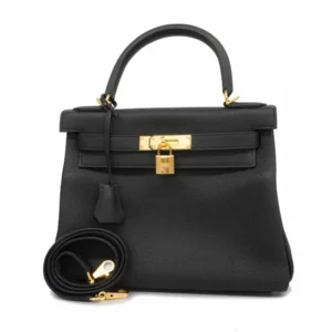 エルメス ケリー28 ハンドバッグ トゴレザー ブラック×ゴールド金具 B刻印