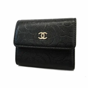 シャネル カメリア 財布 キャビアスキン ブラック