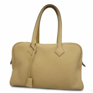 エルメス ヴィクトリア 36 ショルダーバッグ レザー ベージュ X刻印