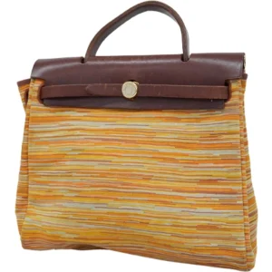 エルメス エールバッグ PM ハンドバッグ スエード×レザー ブラウン×マルチカラー×ゴールド金具 F刻印