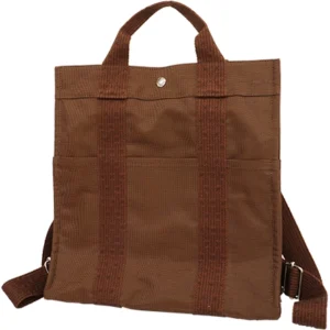 エルメス エールラインアド リュックサック キャンバス ブラウン×シルバー金具