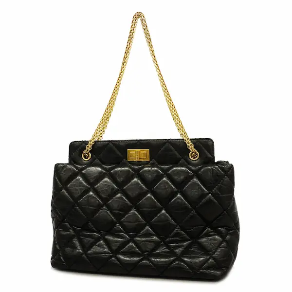 シャネル 2.55 ショルダーバッグ レザー ブラック×ゴールド金具 チェーンストラップの参考買取価格- ブランド買取専門店のおたからや