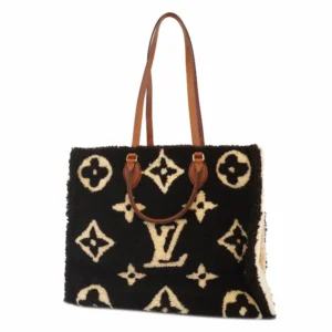 ルイ・ヴィトン モノグラムテディ オンザゴー GM トートバッグ シアリング×レザー ブラウン M55420