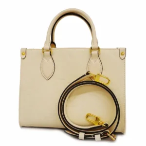 ルイ・ヴィトン モノグラムアンプラント オンザゴーPM ハンドバッグ レザー アイボリー M46569