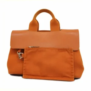 エルメス ヴァルパライソ PM ハンドバッグ キャンバス×レザー オレンジ