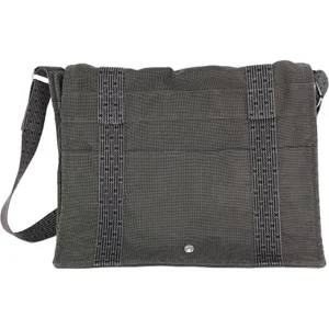 エルメス エールライン バサスGM ショルダーバッグ キャンバス×レザー ブラック×シルバー金具