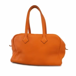 エルメス ヴィクトリア 35 ハンドバッグ レザー オレンジ N刻印