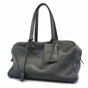 エルメス ヴィクトリア 45 ショルダーバッグ レザー ブラック K刻印