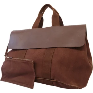 エルメス ヴァルパライソ MM ハンドバッグ キャンバス×レザー ブラウン