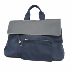 エルメス ヴァルパライソ GM ハンドバッグ キャンバス×レザー ネイビー