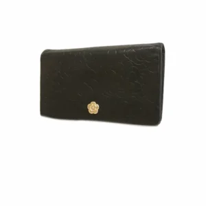 シャネル カメリア 財布 ラムスキン ブラック