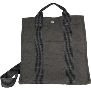 エルメス エールラインアド MM リュックサック キャンバス ブラック×シルバー金具