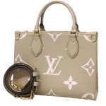 ルイ・ヴィトン モノグラム・アンプラント オンザゴー PM ハンドバッグ レザー ベージュ M45779