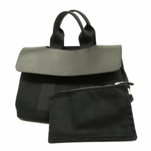 エルメス ヴァルパライソ PM ハンドバッグ キャンバス×レザー ブラック