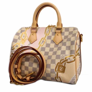 ルイ・ヴィトン ダミエアズールノーティカル スピーディバンドリエール25 ハンドバッグ PVC ホワイト N40473