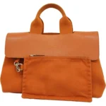 エルメス ヴァルパライソ PM ハンドバッグ キャンバス×レザー ポーチ付き オレンジ