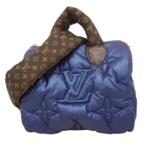 ルイ・ヴィトン LVピロー スピーディバンドリエール25 ハンドバッグ ナイロン ネイビー×ブラウン M21061